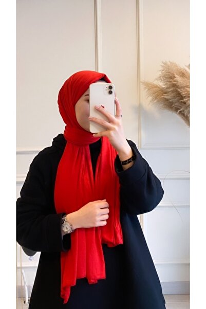 Ebruli Scarflife Penye Şal Kırmızı Renk Sls-0000717