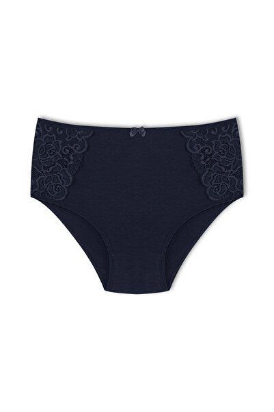 HNX 3-Piece Cotton High Waist Large Size Bato Women's Panties with Lace Detail on the Sides