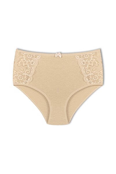 HNX 3-Piece Cotton High Waist Large Size Bato Women's Panties with Lace Detail on the Sides