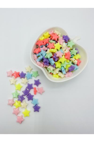 Egem aksesuar 100 τεμάχια πλαστικές χάντρες με φιγούρες μεγάλων αστεριών σε μ...