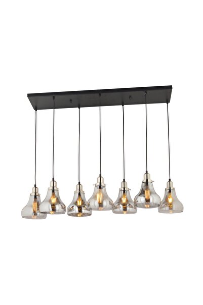 LampaLuce Cono Modern Sarkıt Salon Avizesi 7'li Krom 80x70cm
