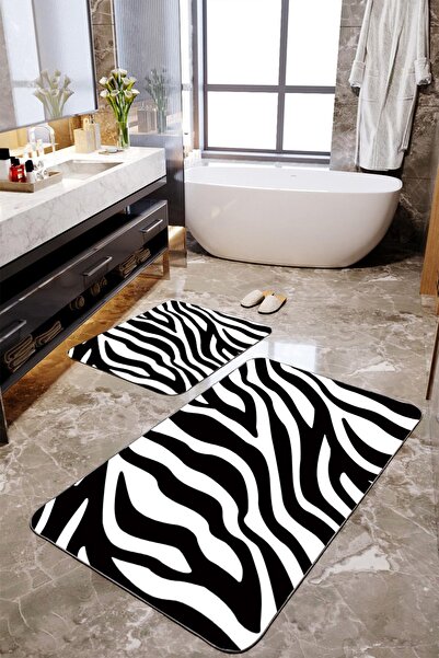 Talia Home Set de 2 covorașe de baie mari cu imprimeu zebră