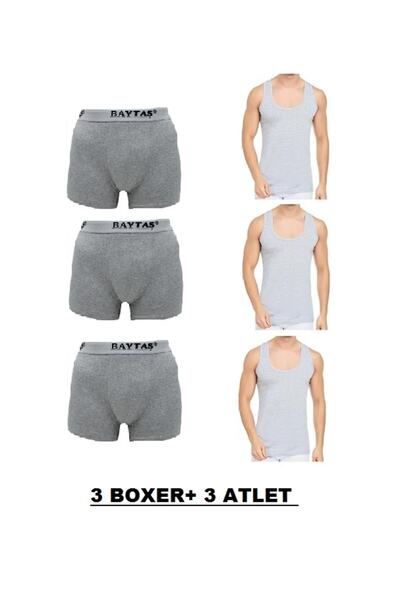 6'li Paket Erkek Iç Çamaşır Seti 3 Atlet 3 Adet Boxer