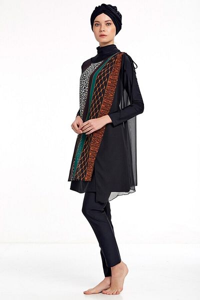 Adasea Γυναικείο μαγιό 3 τεμαχίων Pareo Lycra Full Covered Hijab 4363 Μαύρο