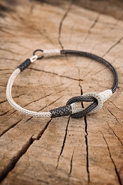 ENCİLİ SİLVER 1000 Ayar Gümüş El Örmesi Düğüm Kazaz Bileklik