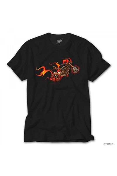 Z zepplin Μαύρο T-Shirt Fire Motorcyle