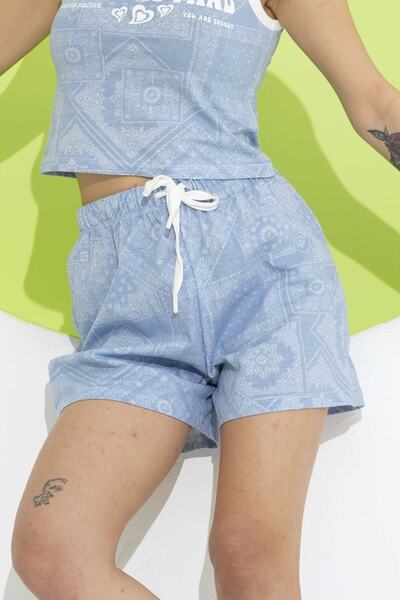 Mood Lab Kadın Şort Desenli Örme