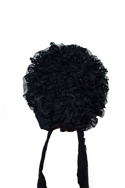 femmstore 2 Pieces Bun Lacy Black Bonnet 100% Cotton