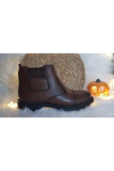 Luis Figo Leather Zippered Bitter Brown Boots Ckr00435