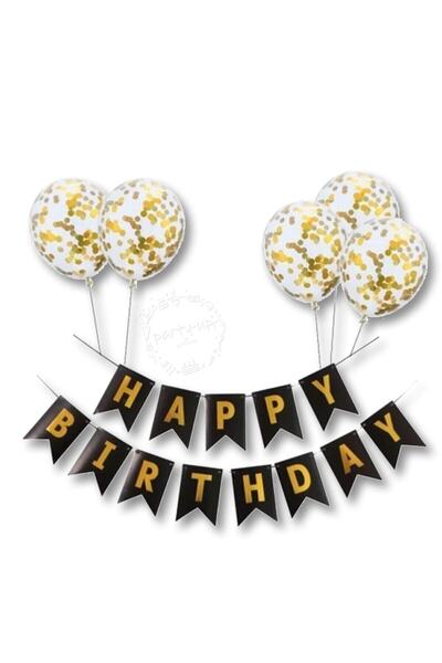 Parti Station مجموعة بالونات شفافة لعيد ميلاد سعيد مع نص وقصاصات ملونة