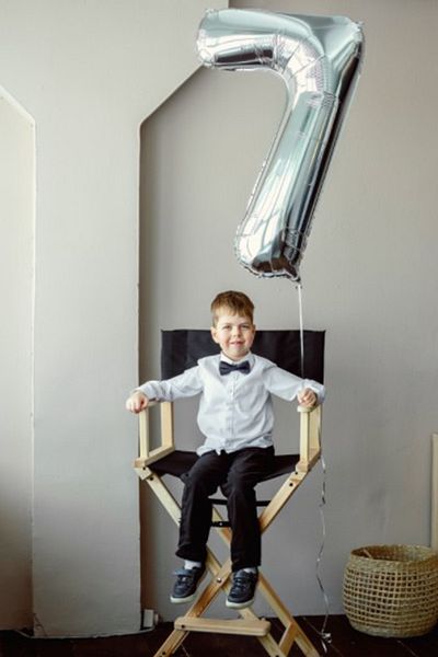 Parti dolabı 100 Cm Silver Gray Large Foil 7 Number Balloon 40inc