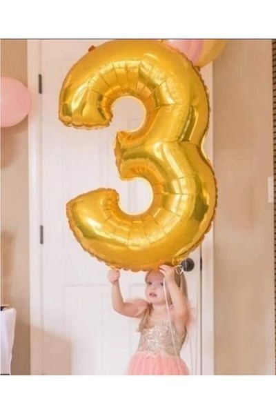 BeySüS Gold Golden Yellow Dore Large Foil 3 Number Balloon 100 Cm 40inc
