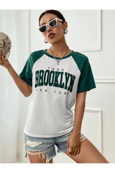 Machetta Μπλουζάκι μεγάλου μεγέθους Λευκό 1898 Brooklyn Ny με εμπριμέ μανίκια Nefti Oversize