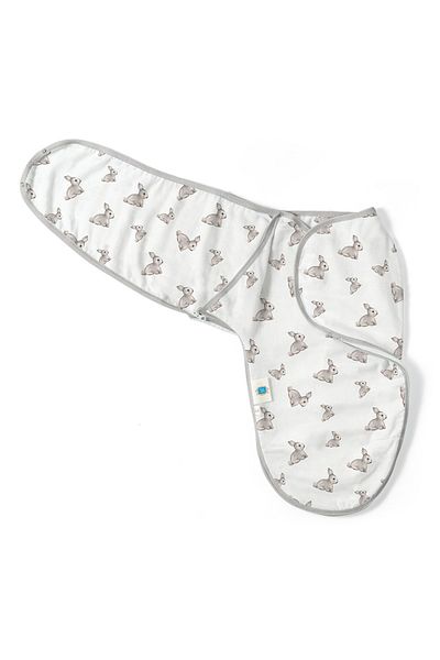 DEUX LAPINS Iconique Lapin Patterned Gray Rabbit Baby Swaddle - 100% Cotton Muslin
