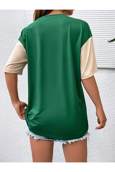 Machetta Μπλουζάκι Unisex Green Brooklyn 91 Printed Sleeves Beige Oversize