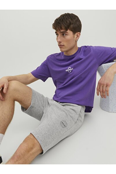 Jack & Jones Erkek Logo Detaylı Sweat Şort - Shark - 12228647 - BS