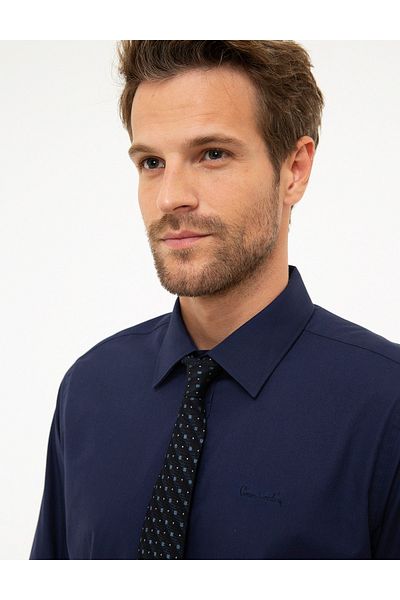 Pierre Cardin Тъмносиня риза Dacron Woven Slim Fit