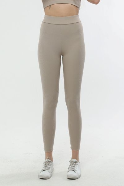 Behalf Women's Nude Colored Ribbed High Waist Leggings Women's Beige Ribbed  Extra High Waist Gathering Leggings - Trendyol