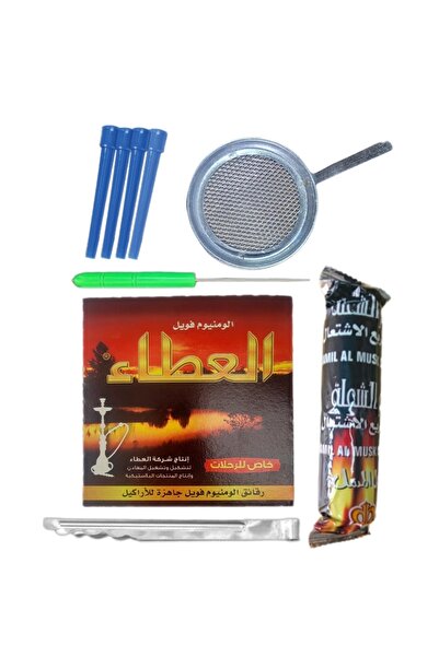 La bella bazar Nargile Aksesuar Seti Folyo Yuvarlak Tel Maşa Sipsi Iğne Kömür