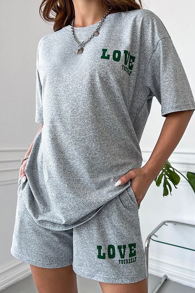 MODAGEN Women's Grimelange Love Printed Cotton Tshirt Shorts Set