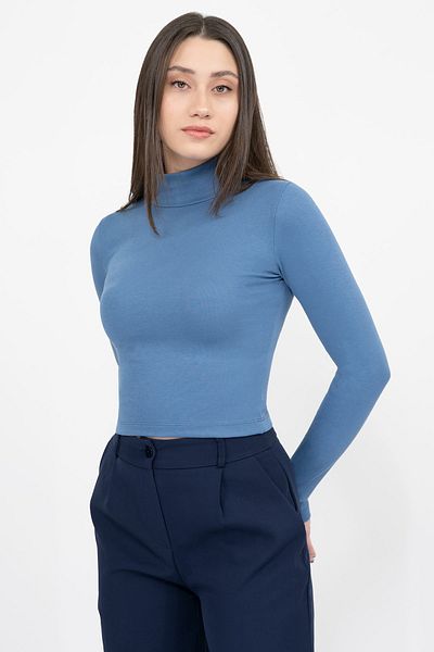 Soyo Bluză de damă, albastră, din bumbac, cu mânecă lungă