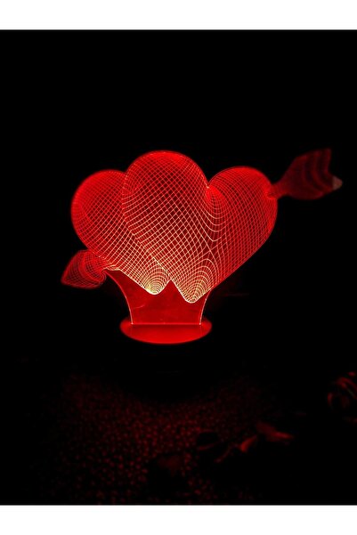 şamaksesuar Sevgiliye Hediye Romantik Kalp Led Işıklı 3d Gece Lambası
