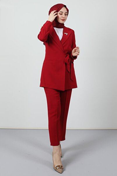 Giza Giyim Stoned Brochure Suit Claret Red