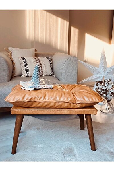 Fahrettin Küçük Gürgen Retro Ayak Handmade Özel Tasarım Lüx Suni Deri Kaplama Bench Puf Sandalye