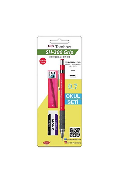 Tombow Sh-300 Grip Mekanik Kurşun Kalem Okul Seti 0.7 Koyu Pembe