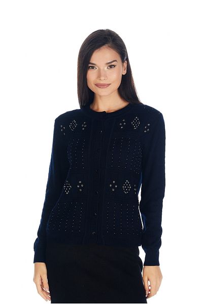 Solo Luxury Knitwear Cardigan - Crystal Stone Detailed and Handcrafted