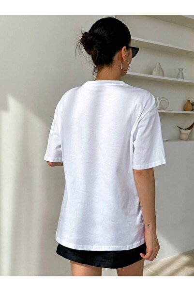 AFROGİYİM Γυναικείο μπλουζάκι Clarity And Candor Printed Oversize