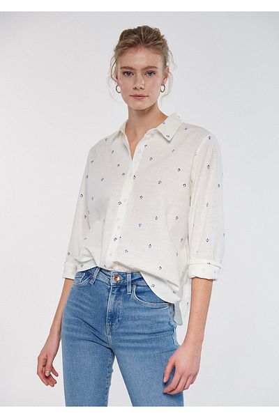 Mavi Cămașă cu imprimeu cu frunze Loose Fit / Loose Fit Casual 1210030-83975