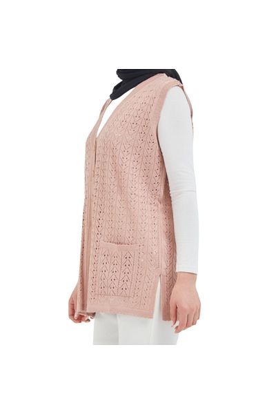 Fresh&Moda Buttoned Powder Mercerized Vest