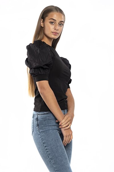 Miss Murem Watermelon Sleeve Blouse-black
