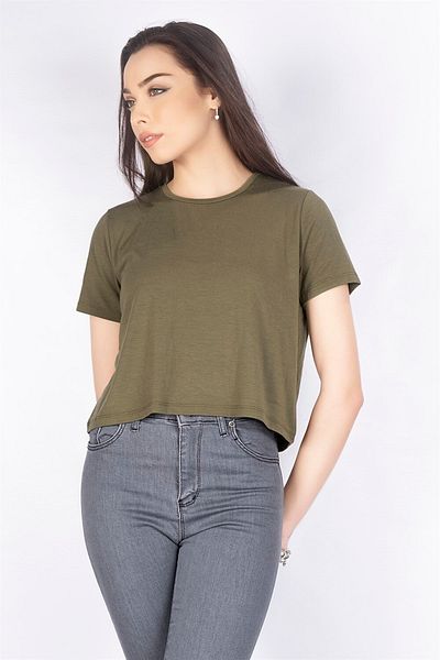 Miss Murem Khaki Green Loose Basic Blouse