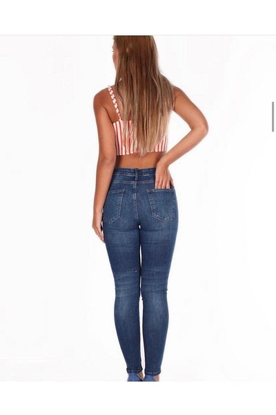 LAMİRAMOOD Jean spray super skinny albastru ultra elastic (Lycra).