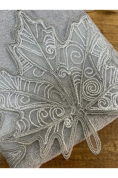 Çeyiz Bahçesi Clover Velvet Hand and Face Towel Gray 50/90cm