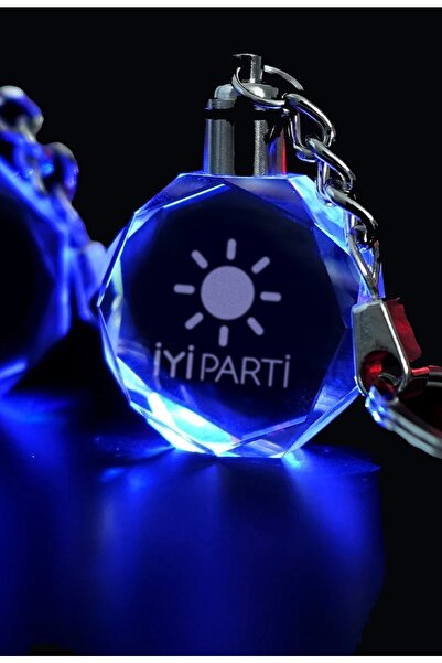 MERTKRİSTAL Iyi Parti Logolu Anahtarlık, Logolu Işıklı Anahtarlık, Cam Işlemeli Anahtarlık
