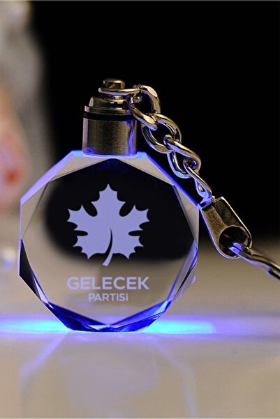 MERTKRİSTAL Gelecek Partisi Logolu Anahtarlık, Logolu Işıklı Anahtarlık, Cam Işlemeli Anahtarlık