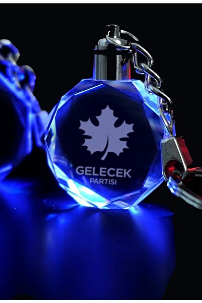 MERTKRİSTAL Gelecek Partisi Logolu Anahtarlık, Logolu Işıklı Anahtarlık, Cam Işlemeli Anahtarlık