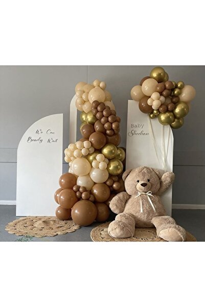 RÖNESANS PARTİ مجموعة بالونات الكروم جولد والكراميل والقهوة بالحليب 50 قطعة