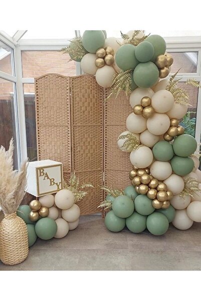 Genel Markalar Kış Yeşili Deniz Kumu Krom Gold Balon Seti 50 Adet