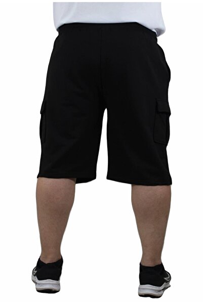 MocGrande Büyük Beden Komando Cep Penye Şort 23602 Sıyah