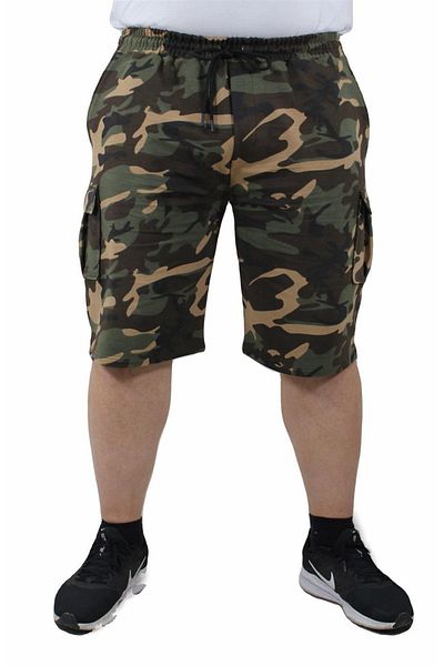MocGrande Ανδρικό χτενισμένο βαμβακερό σορτς Commando Camouflage μεγάλου μεγέθους 23606 Tan