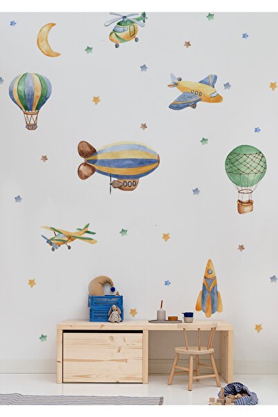 WALLHUMAN ملصق حائط لغرفة الأطفال باللون الأخضر والأزرق