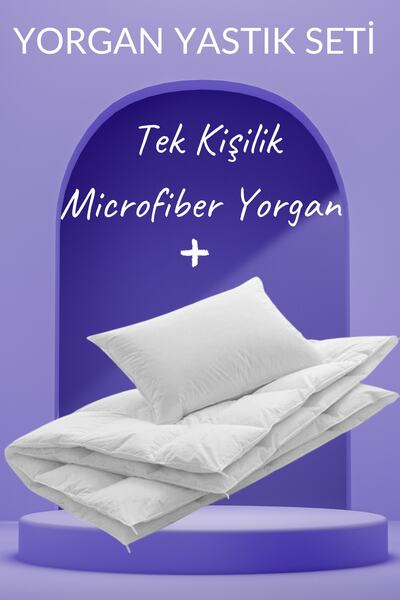Elyaf Sepeti Microfiber Quilt Pillow Set 1 Seasonal Microfiber Single Quilt + 1 Silicone Pillow