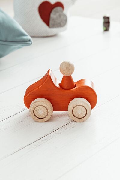 SaltanArt Waldorf Natural Wooden Car Set with Peg Baby