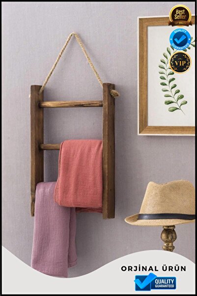 OverPazar Ahşap 3 Raflı Havlu Askılığı Mutfak Banyo Havlu Askısı