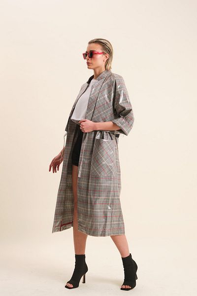 VERDA Plaid Trench Coat