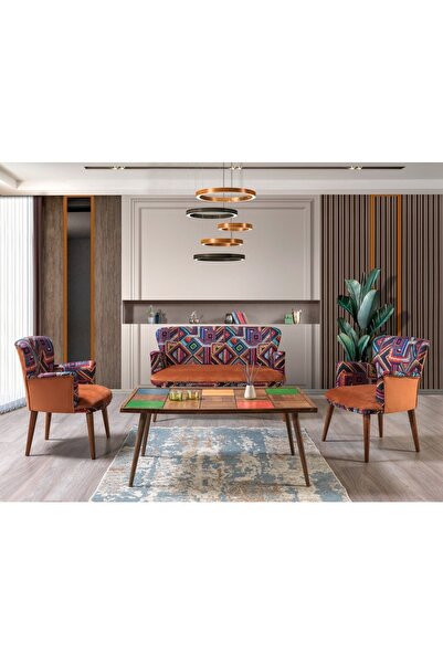 Genel Markalar Carmen (4) Desenli Kollu Çayseti Koltuk Takımı